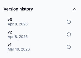 Version history panel showing saved board revisions and restore actions in iShaper.